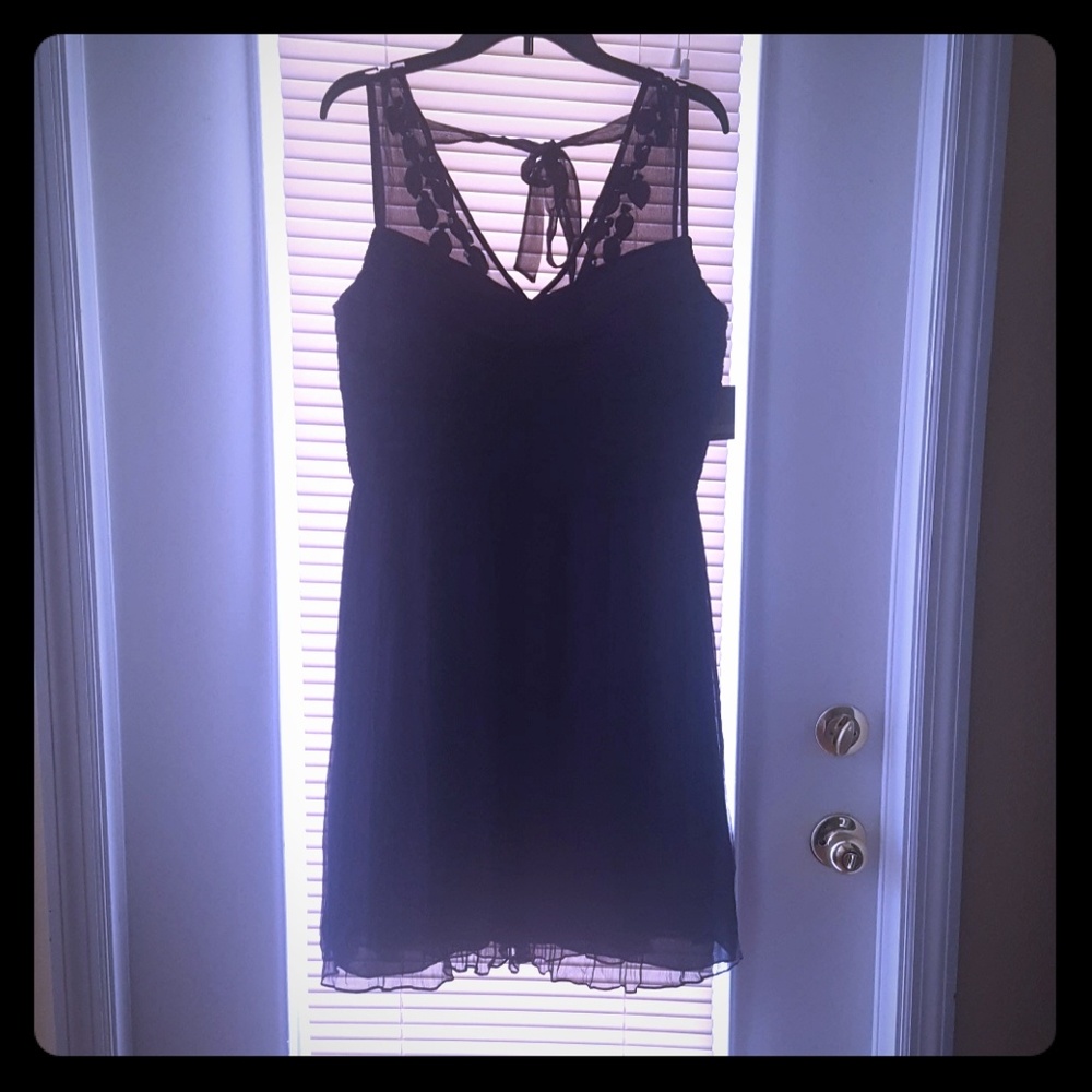 TAYLOR Dark Purple Silk Chiffon Dress
